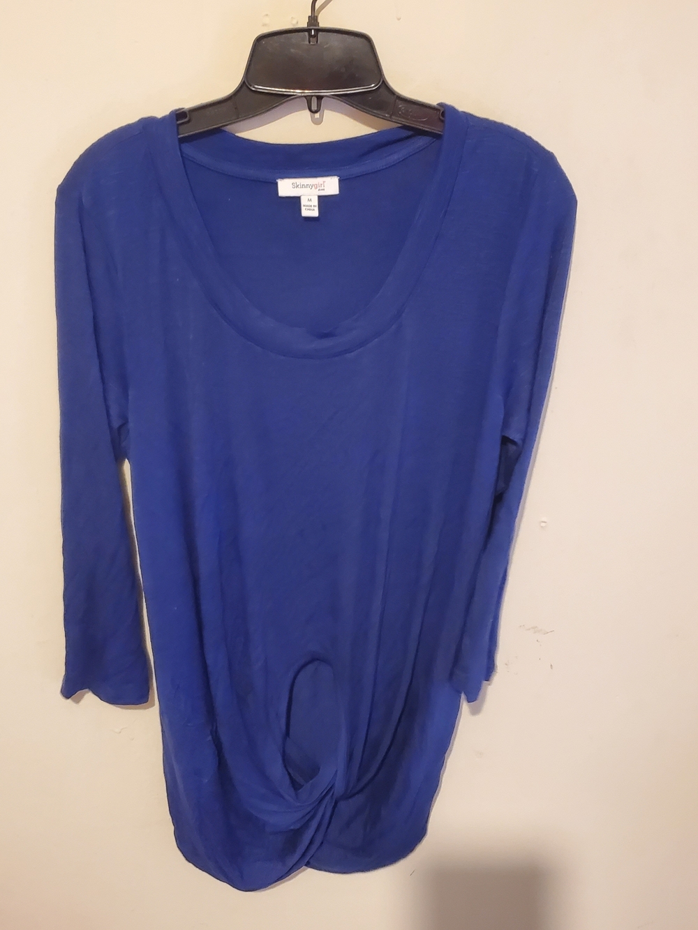 Blue Scoop Neck Knot-Front Women's Top Size M
